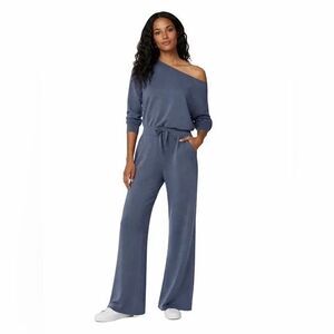 Spanx AirEssentials Off Shoulder Jumpsuit Large Tall Dark Storm Blue $168